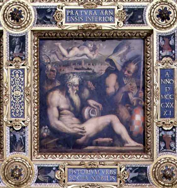 Allegory of the town of Pistoia from the ceiling of the Salone dei Cinquecento, 1565 Oil Painting by Giorgio Vasari