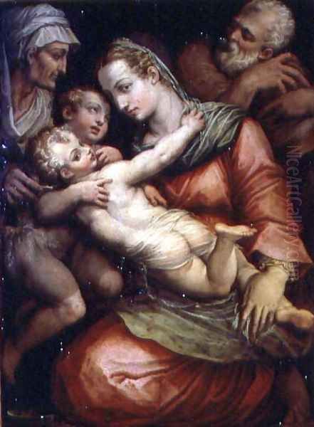 Holy Family with St. Anne and St. John the Baptist Oil Painting by Giorgio Vasari