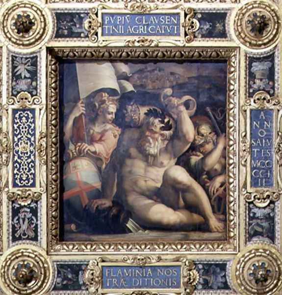 Allegory of the Romagna region from the ceiling of the Salone dei Cinquecento, 1565 Oil Painting by Giorgio Vasari