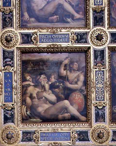 Allegory of the town of Prato from the ceiling of the Salone dei Cinquecento, 1565 Oil Painting by Giorgio Vasari