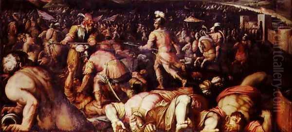 The Defeat of Radagasio from the ceiling of the Salone dei Cinquecento, 1565 Oil Painting by Giorgio Vasari