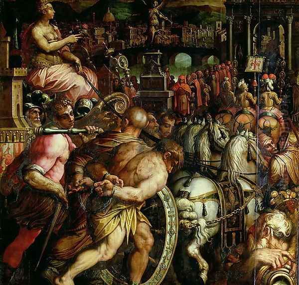 The Triumph after the War with Pisa from the ceiling of the Salone dei Cinquecento, 1565 Oil Painting by Giorgio Vasari