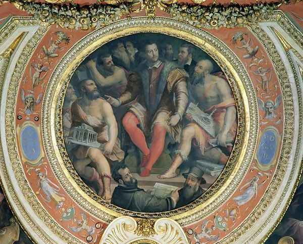 Cosimo I and His Artists, from the Sala di Cosimo I Oil Painting by Giorgio Vasari