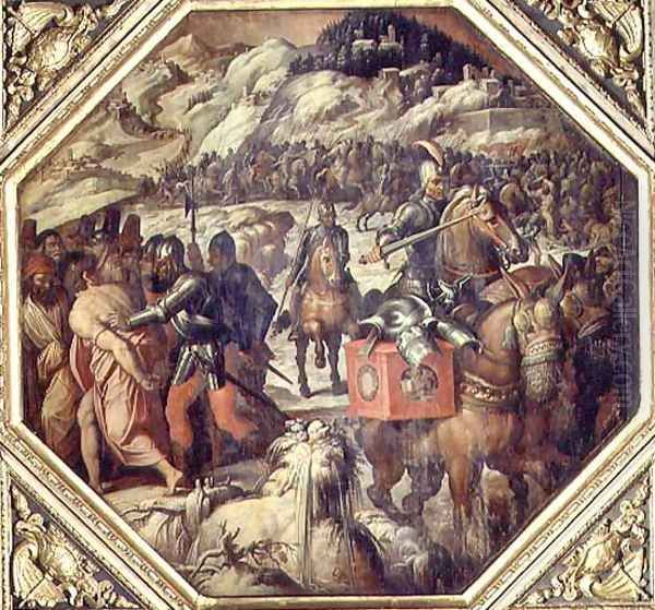 The Defeat of the Venetians in the Casentino from the ceiling of the Salone dei Cinquecento, 1565 Oil Painting by Giorgio Vasari