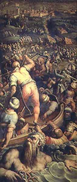 The Defeat of the Turks at Piombino from the ceiling of the Salone dei Cinquecento, 1565 Oil Painting by Giorgio Vasari