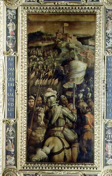 The Capture of the Fortress of Monastero from the ceiling of the Salone dei Cinquecento, 1565 Oil Painting by Giorgio Vasari