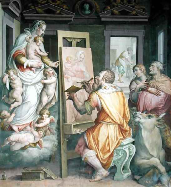 St. Luke Painting the Virgin Oil Painting by Giorgio Vasari