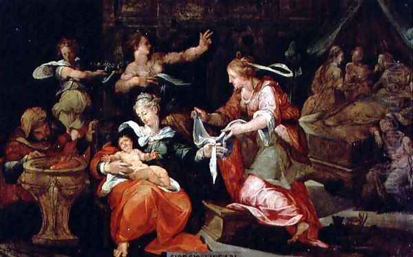 The Birth of the Virgin Oil Painting by Giorgio Vasari