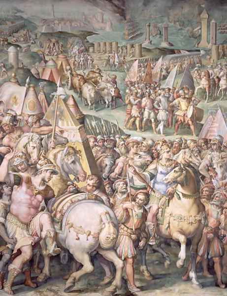 The Siege of Livorno by Maximilian I (1459-1519) from the Salone dei Cinquecento, 1555-72 Oil Painting by Giorgio Vasari