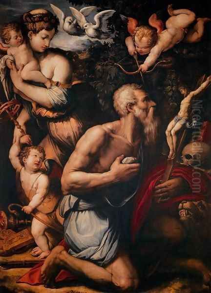 Temptations of St Jerome Oil Painting by Giorgio Vasari