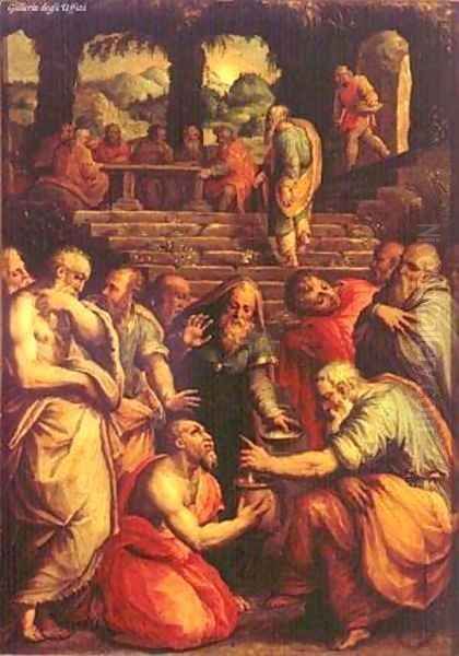 The Prophet Elisha 1566 Oil Painting by Giorgio Vasari