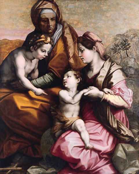 The Madonna and Child, Saint Elisabeth and the Infant Saint John the Baptist Oil Painting by Giorgio Vasari