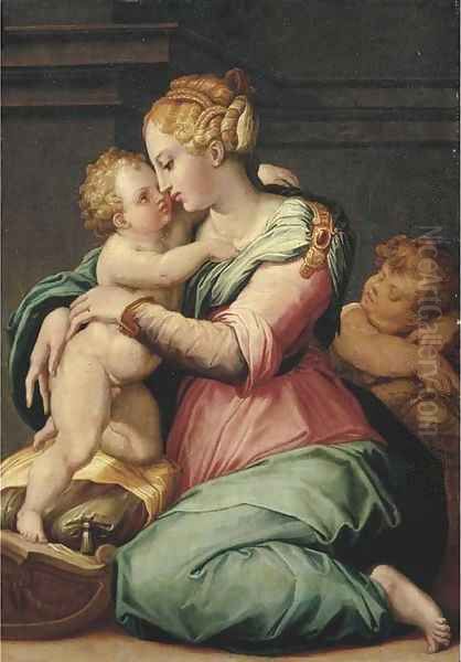 The Madonna and Child with the Infant Saint John the Baptist Oil Painting by Giorgio Vasari