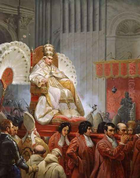 Pope Pius VIII 1761-1830 in St. Peters on the Sedia Gestatoria Oil Painting by Horace Vernet