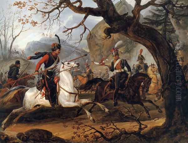 Napoleonic battle in the Alps Oil Painting by Horace Vernet