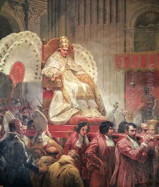 Pope Pius VIII 1761-1830 in St. Peters on the Sedia Gestatoria, 1829 Oil Painting by Horace Vernet