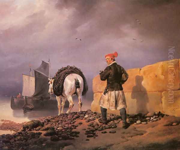 A Fisherman Setting Out Oil Painting by Horace Vernet