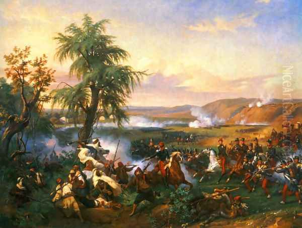 The Battle of Habra, Algeria, in December 1835 Between Emir Abd El Kadar and the Duke of Orleans Oil Painting by Horace Vernet