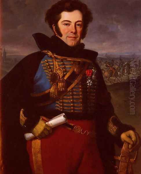 Portrait Of Lieutenant Colonel, Comte De Thalouet Oil Painting by Horace Vernet