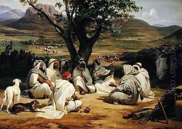 Meeting of Arab Chiefs Oil Painting by Horace Vernet