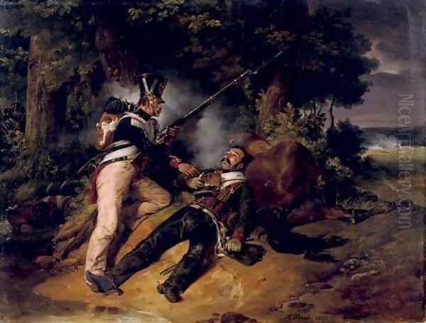 La derniere cartouche the fallen hero Oil Painting by Horace Vernet