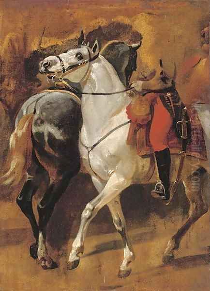 Study for the equestrian portrait of General Dumouriez at the Battle of Jemappes Oil Painting by Horace Vernet