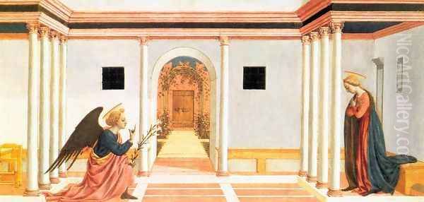 Annunciation (predella 3) c. 1445 Oil Painting by Domenico Veneziano