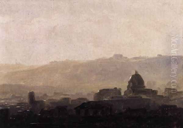 View of Rome in the Morning 1782-84 Oil Painting by Pierre-Henri de Valenciennes