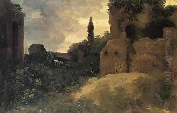 Roman Ruins at the Villa Farnese Oil Painting by Pierre-Henri de Valenciennes