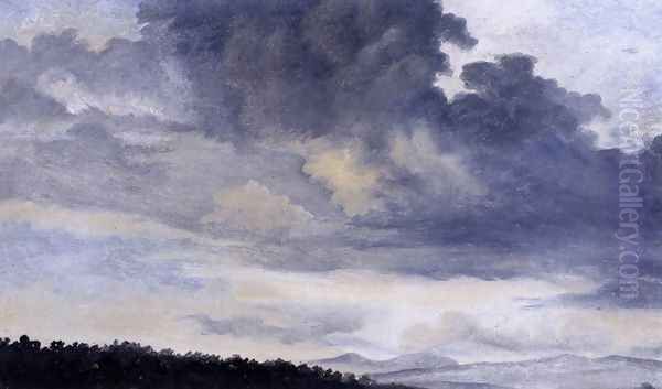 Rome- Study of Clouds 1780s Oil Painting by Pierre-Henri de Valenciennes