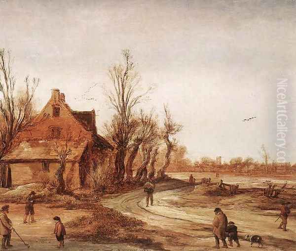 Winter Landscape 1623 Oil Painting by Esaias Van De Velde