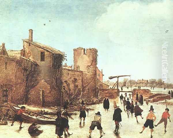 The Joy of Ice on the Wallgraben (2) 1618 Oil Painting by Esaias Van De Velde