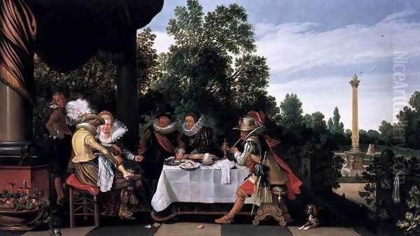 Merry Company Banqueting on a Terrace Oil Painting by Esaias Van De Velde