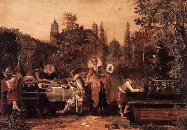 Garden Party before a Palace Oil Painting by Esaias Van De Velde