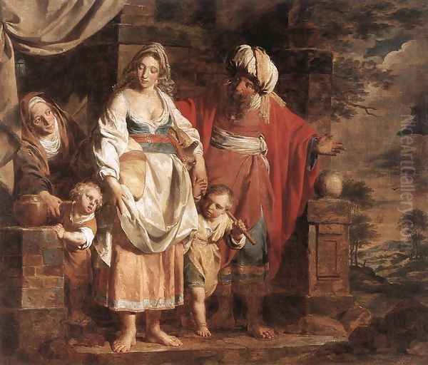 Hagar and Ishmael Banished by Abraham 1781 Oil Painting by Pieter Jozef Verhaghen