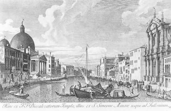 The Canal Grande with San Simeone Piccolo and the Scalzi 1742 Oil Painting by Antonio Visentini