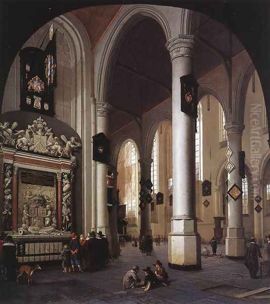 The Old Church at Delft with the Tomb of Admiral Tromp 1658 Oil Painting by Hendrick Van Vliet