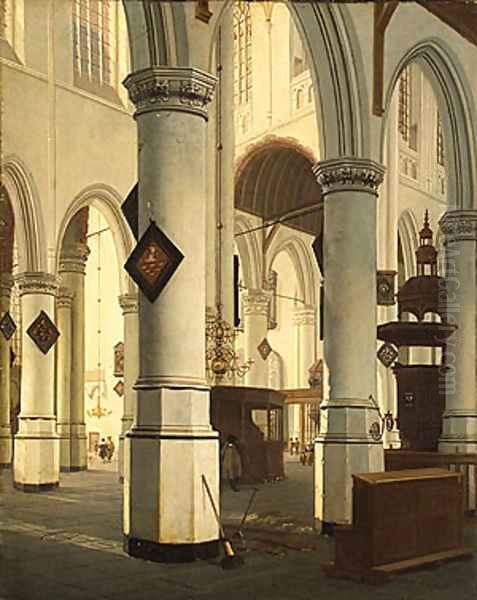 Interior of the Oude Kerk Delft 1660 Oil Painting by Hendrick Van Vliet