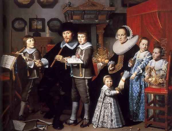 Portrait of Michiel van der Dussen and His Family Oil Painting by Hendrick Van Vliet