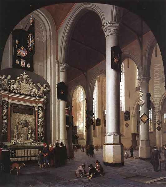 Interior of the Oude Kerk, Delft, with the Tomb of Admiral Tromp Oil Painting by Hendrick Van Vliet