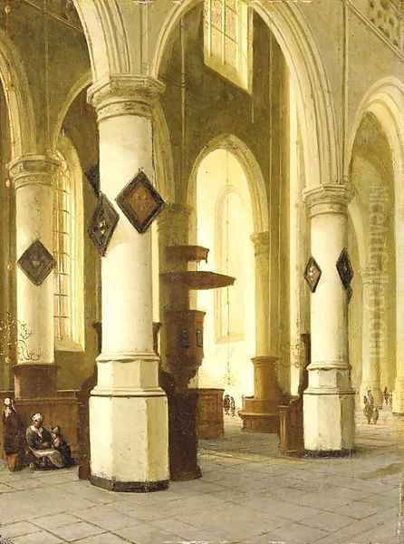 The interior of a church Oil Painting by Hendrick Van Vliet