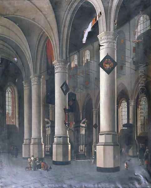 The interior of the New Church in Delft with the Tomb of William the Silent Oil Painting by Hendrick Van Vliet