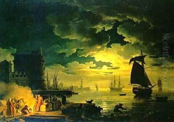 Clair de lune Oil Painting by Claude-joseph Vernet