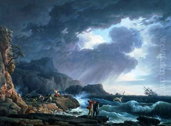 A Seastorm, 1752 Oil Painting by Claude-joseph Vernet