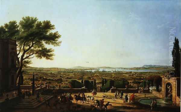 Second sight, the port of Toulon, a view of Mont Faron Oil Painting by Claude-joseph Vernet