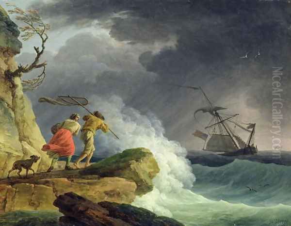 Coastal Scene in a Storm, 1782 Oil Painting by Claude-joseph Vernet