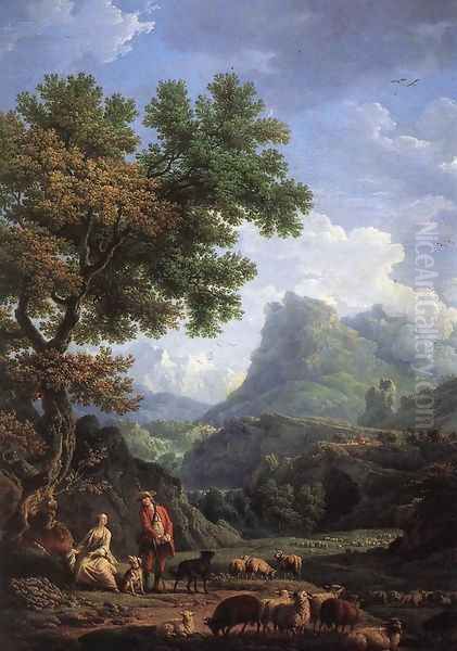 Shepherd in the Alps Oil Painting by Claude-joseph Vernet