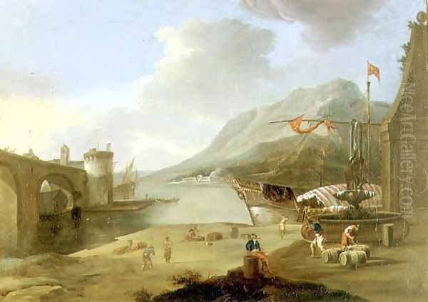 Unloading Galleys in the Straits of Mycenae Oil Painting by Claude-joseph Vernet