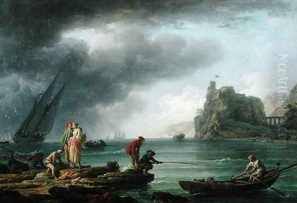 Coast Scene, 1763 Oil Painting by Claude-joseph Vernet