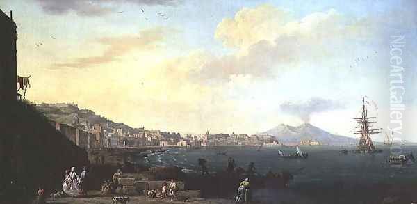 View of Naples with Vesuvius in the Background Oil Painting by Claude-joseph Vernet